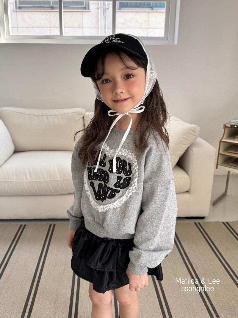 Matilda & Lee - Korean Children Fashion - #kidsshorts - Heart Lace Crop Sweatshirts - 6