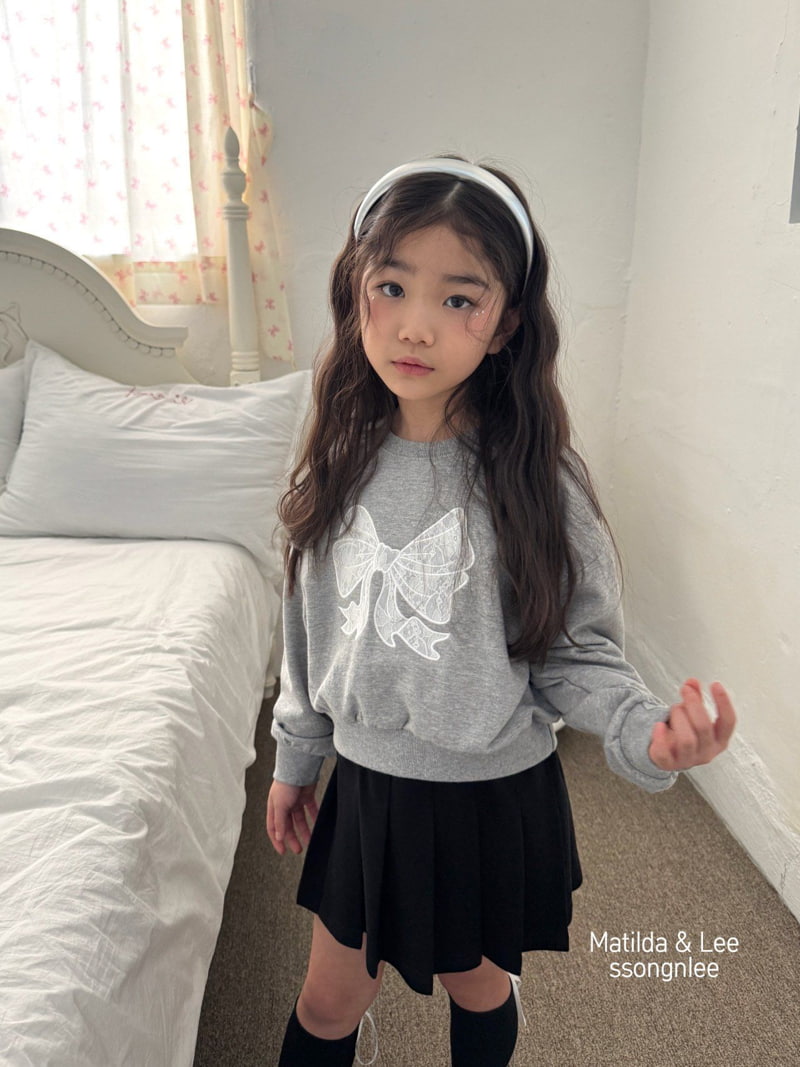 Matilda & Lee - Korean Children Fashion - #kidsshorts - Lace Ribbon Crop Sweatshirts - 7