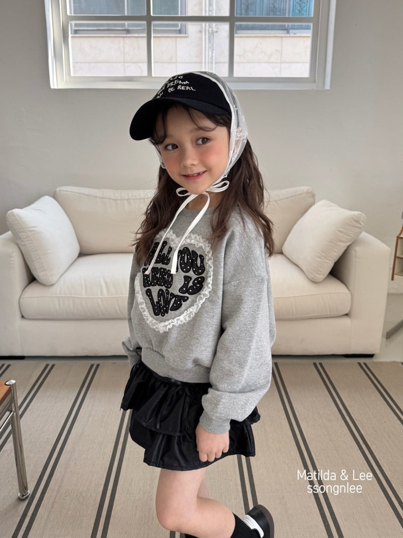 Matilda & Lee - Korean Children Fashion - #kidsstore - Heart Lace Crop Sweatshirts - 7