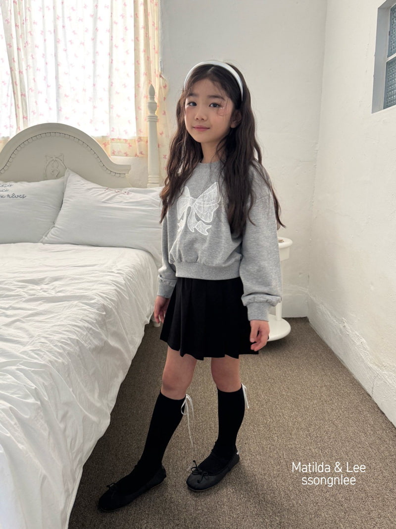 Matilda & Lee - Korean Children Fashion - #kidsstore - Lace Ribbon Crop Sweatshirts - 8