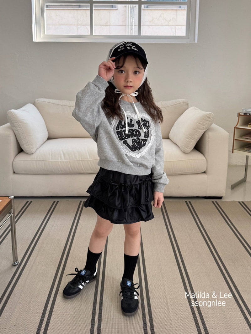 Matilda & Lee - Korean Children Fashion - #kidzfashiontrend - Heart Lace Crop Sweatshirts - 8