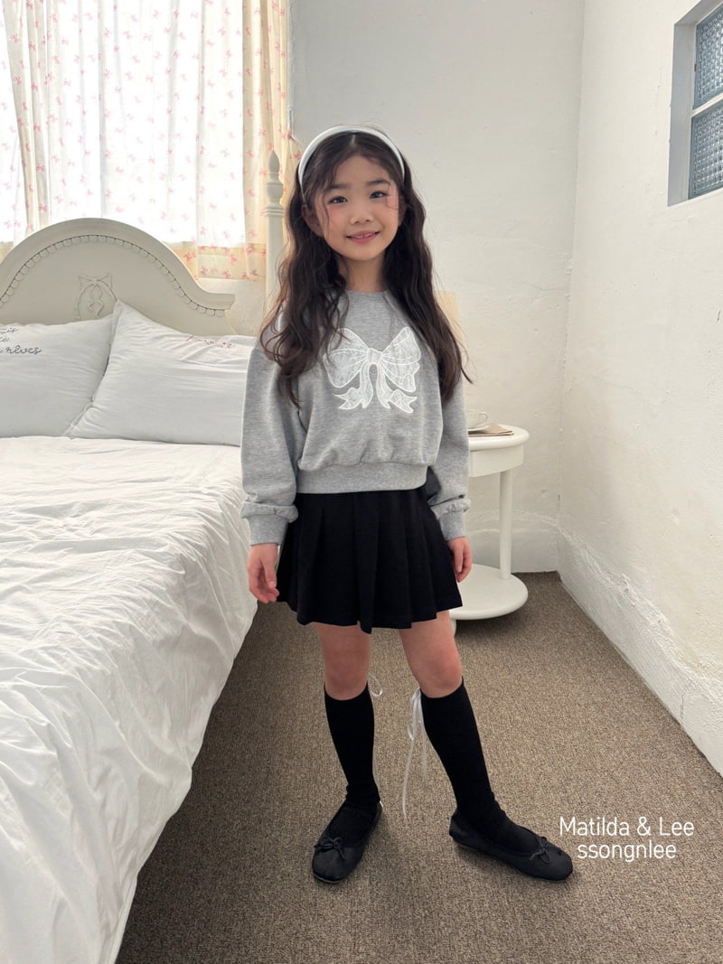 Matilda & Lee - Korean Children Fashion - #kidzfashiontrend - Lace Ribbon Crop Sweatshirts - 9