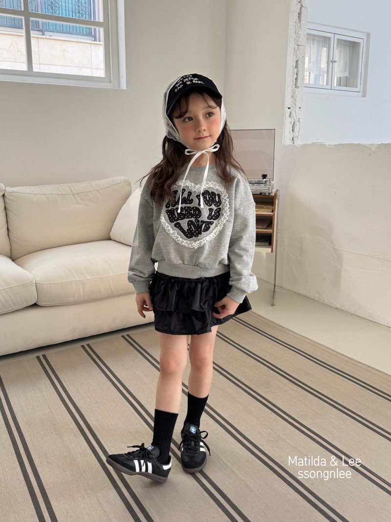 Matilda & Lee - Korean Children Fashion - #littlefashionista - Heart Lace Crop Sweatshirts - 10