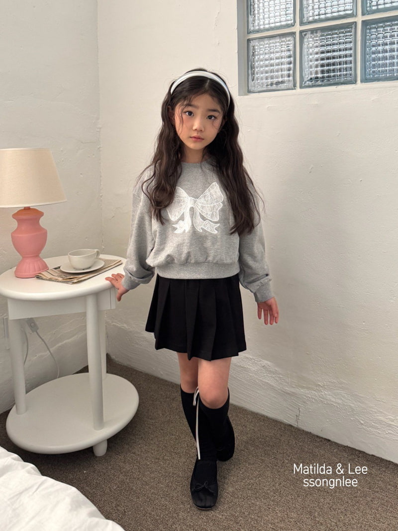 Matilda & Lee - Korean Children Fashion - #littlefashionista - Lace Ribbon Crop Sweatshirts - 11