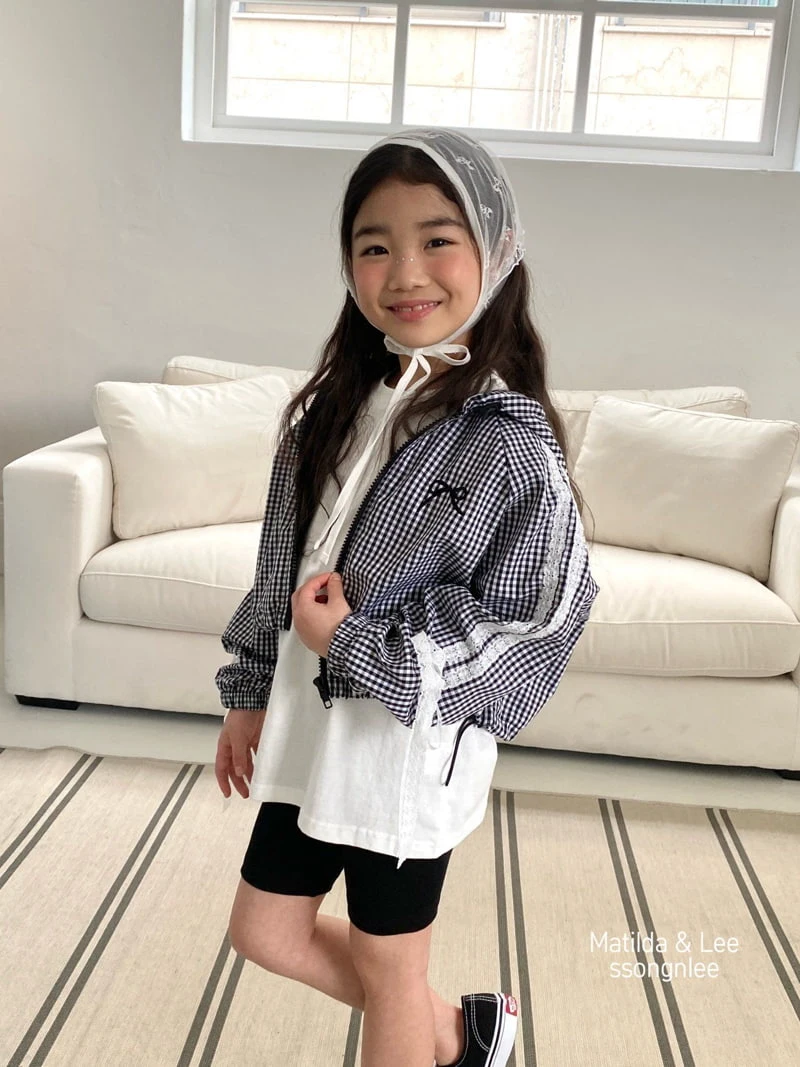 Matilda & Lee - Korean Children Fashion - #minifashionista - Ribbon Lace Hooded Check Jumper - 6