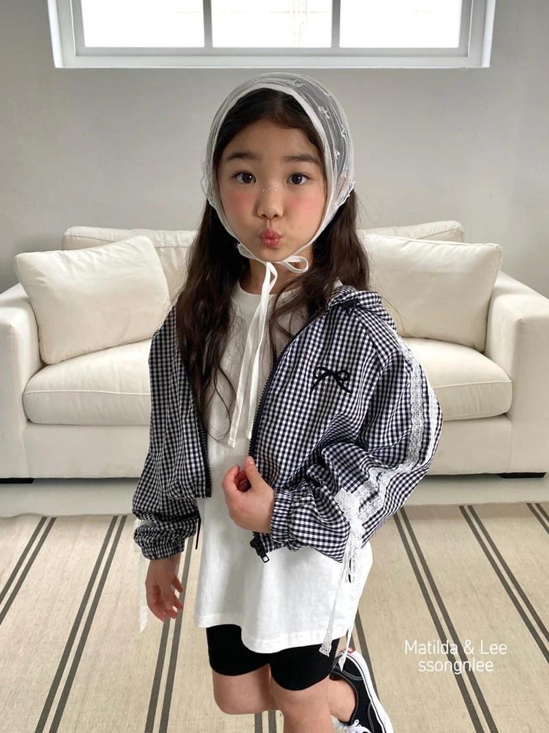 Matilda & Lee - Korean Children Fashion - #prettylittlegirls - Ribbon Lace Hooded Check Jumper - 7
