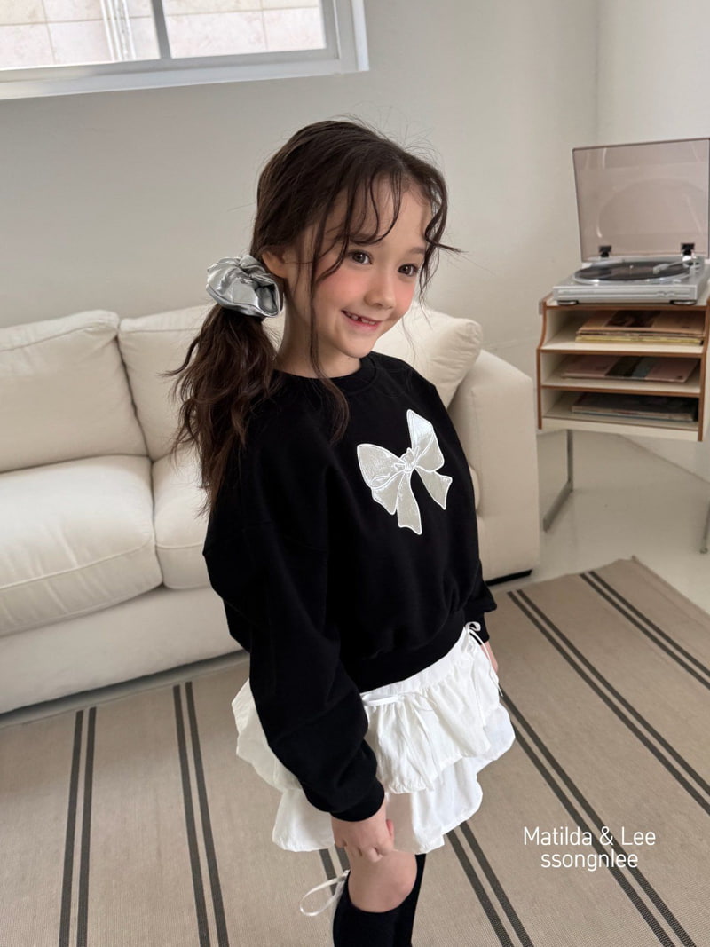 Matilda & Lee - Korean Children Fashion - #toddlerclothing - Ribbon Embroidery Cropped Sweatshirts - 4