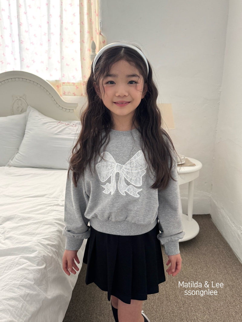 Matilda & Lee - Korean Children Fashion - #stylishchildhood - Lace Ribbon Crop Sweatshirts