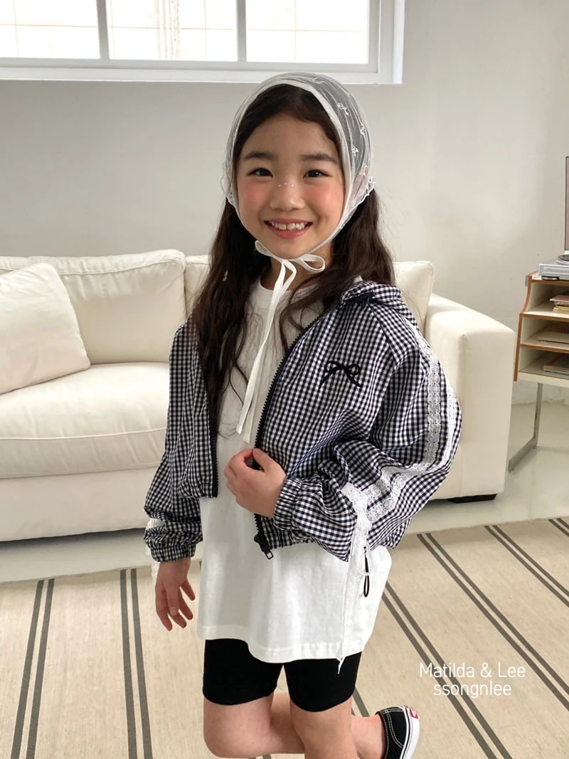 Matilda & Lee - Korean Children Fashion - #todddlerfashion - Ribbon Lace Hooded Check Jumper - 8