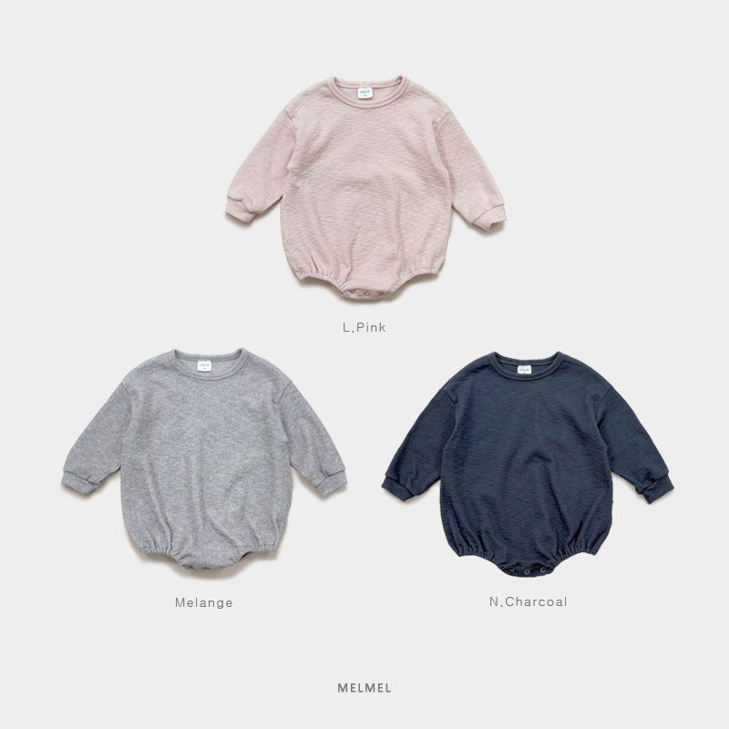 Melmel - Korean Baby Fashion - #onlinebabyboutique - Ribbed Bebe Suit