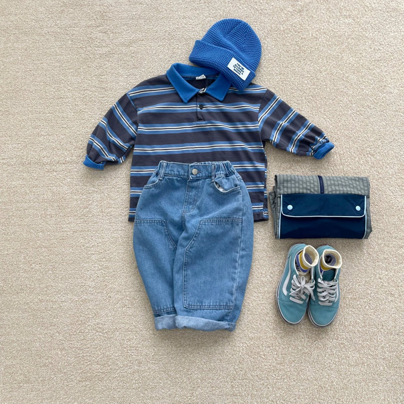 Middle Name - Korean Children Fashion - #designkidswear - Double Knee Light Blue Pants - 10