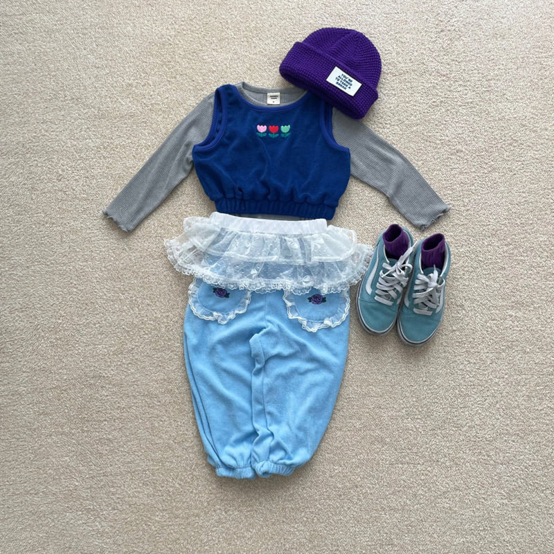 Middle Name - Korean Children Fashion - #discoveringself - Lace Flower Embroidery Pants - 8