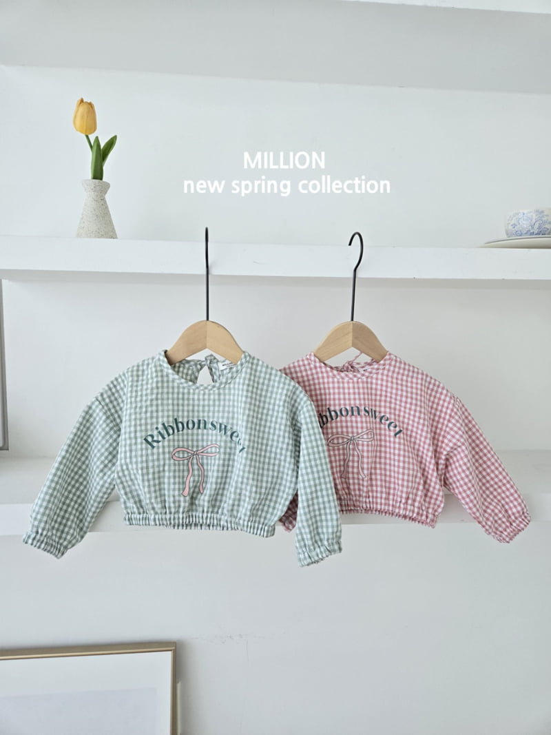 Million Dollar Baby - Korean Baby Fashion - #babyboutique - Check Ribbon Blouse