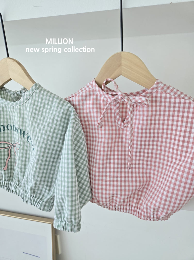 Million Dollar Baby - Korean Baby Fashion - #babyboutiqueclothing - Check Ribbon Blouse - 2