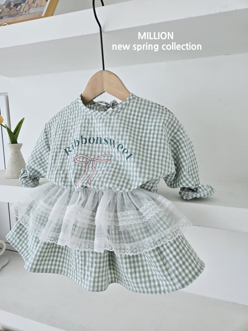 Million Dollar Baby - Korean Baby Fashion - #babyboutiqueclothing - Check Shirring Skirt