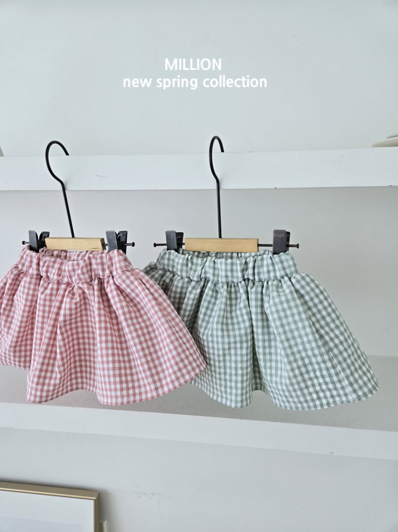 Million Dollar Baby - Korean Baby Fashion - #babyclothing - Check Shirring Skirt - 2