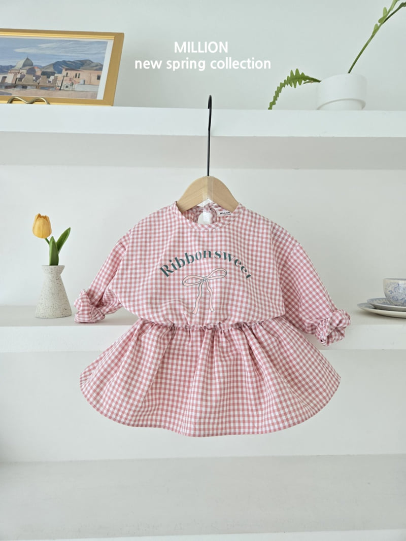 Million Dollar Baby - Korean Baby Fashion - #babyclothing - Check Ribbon Blouse - 4