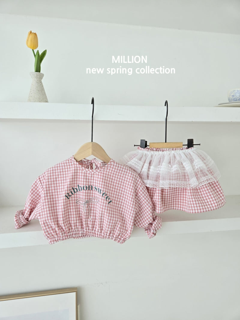 Million Dollar Baby - Korean Baby Fashion - #babyfashion - Check Shirring Skirt - 4
