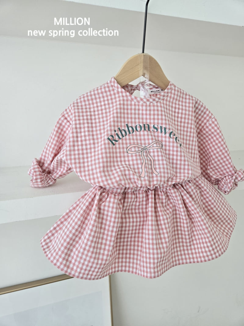 Million Dollar Baby - Korean Baby Fashion - #babygirlfashion - Check Ribbon Blouse - 6
