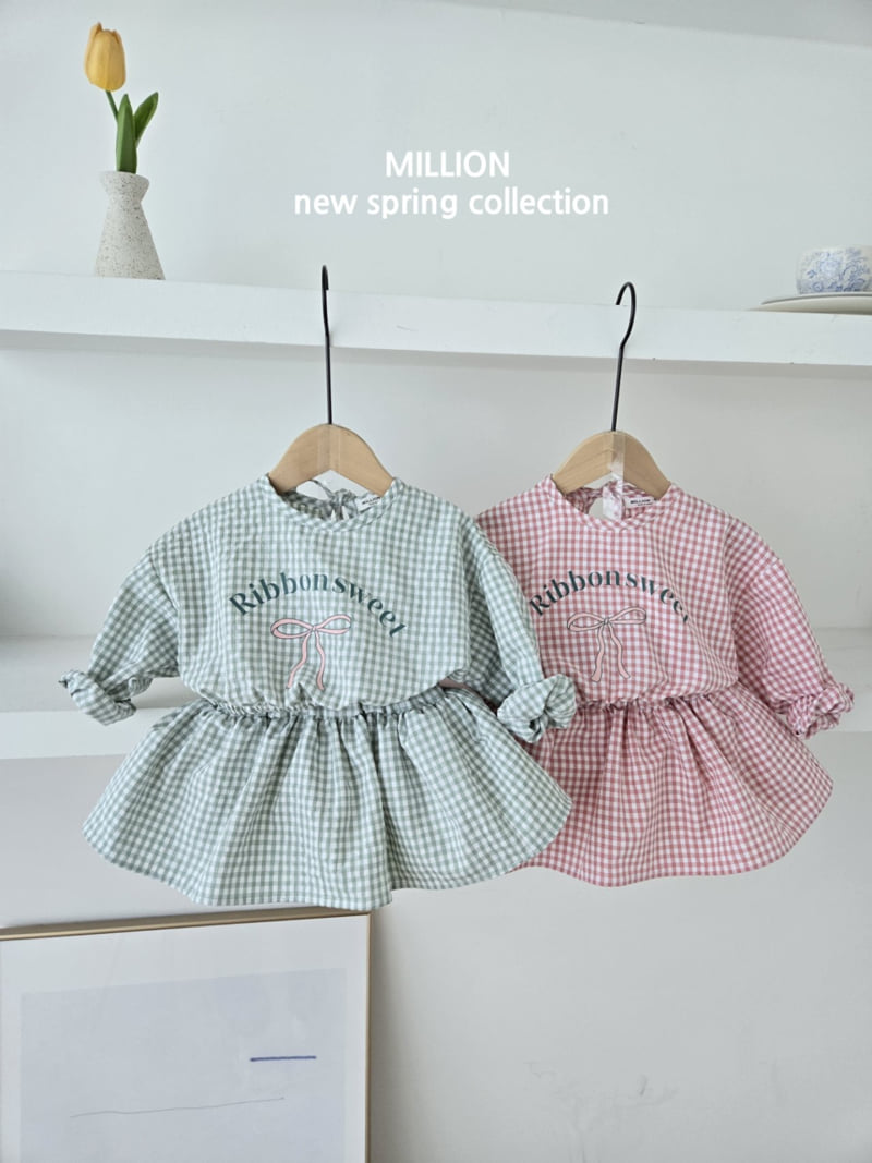 Million Dollar Baby - Korean Baby Fashion - #babylifestyle - Check Ribbon Blouse - 7