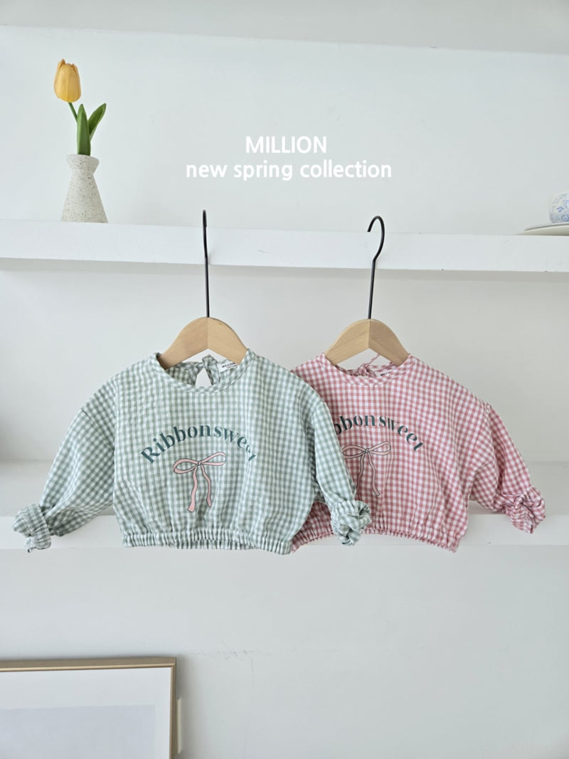 Million Dollar Baby - Korean Baby Fashion - #babyoninstagram - Check Ribbon Blouse - 8