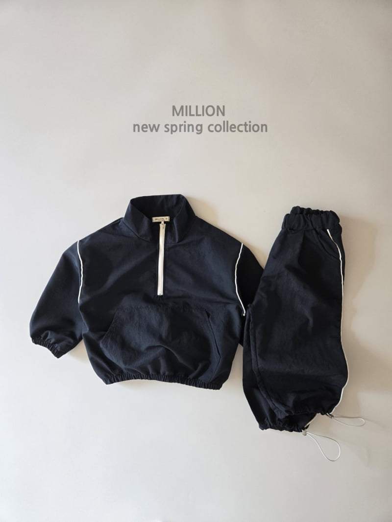 Million Dollar Baby - Korean Children Fashion - #childofig - Line Anorak Pants Set - 9