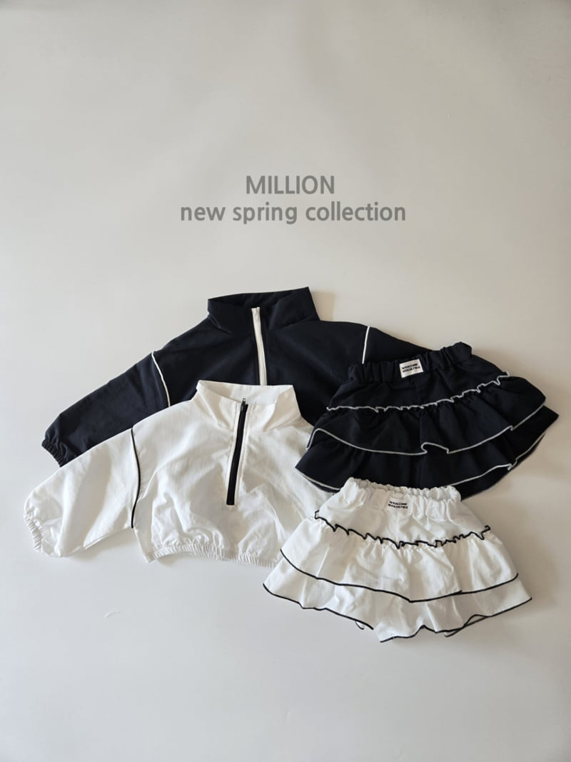 Million Dollar Baby - Korean Children Fashion - #kidsstore - Line Anorak Cancan Set - 2