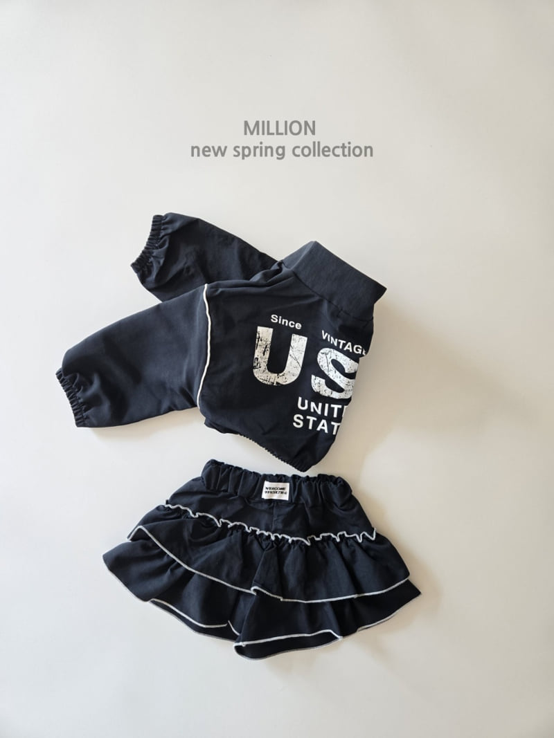 Million Dollar Baby - Korean Children Fashion - #kidzfashiontrend - Line Anorak Cancan Set - 3
