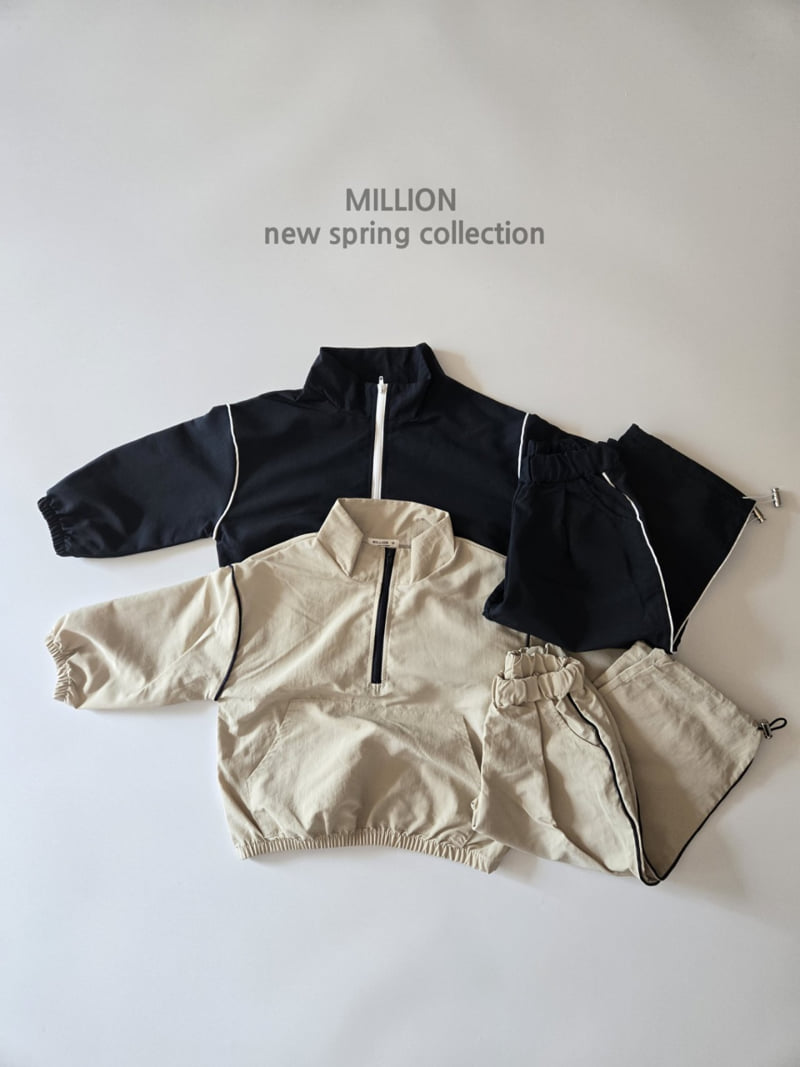 Million Dollar Baby - Korean Children Fashion - #kidzfashiontrend - Line Anorak Pants Set - 2
