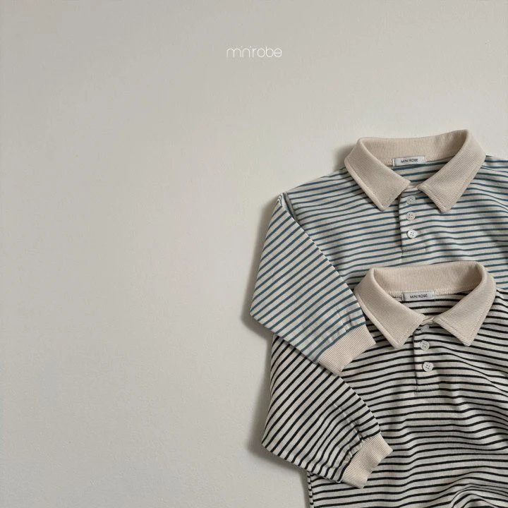 Mini Robe - Korean Baby Fashion - #babyclothing - Striped Collar Sweatshirts - 2