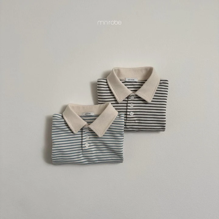 Mini Robe - Korean Baby Fashion - #babyfashion - Striped Collar Sweatshirts - 3