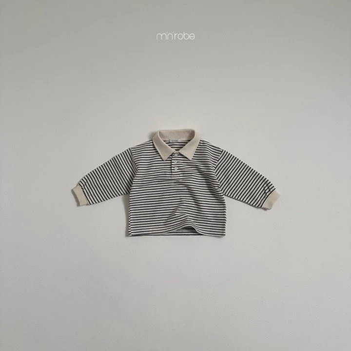 Mini Robe - Korean Baby Fashion - #babygirlfashion - Striped Collar Sweatshirts - 5