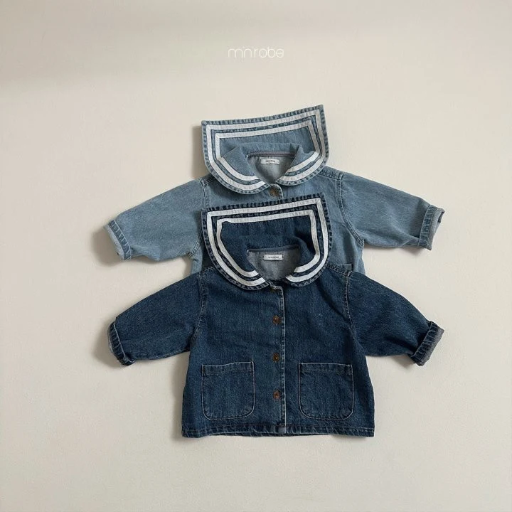 Mini Robe - Korean Baby Fashion - #babygirlfashion - Denim Collar Jacket - 3
