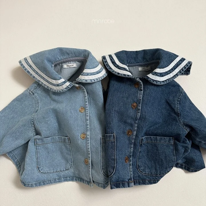 Mini Robe - Korean Baby Fashion - #babygirlfashion - Denim Collar Jacket - 4