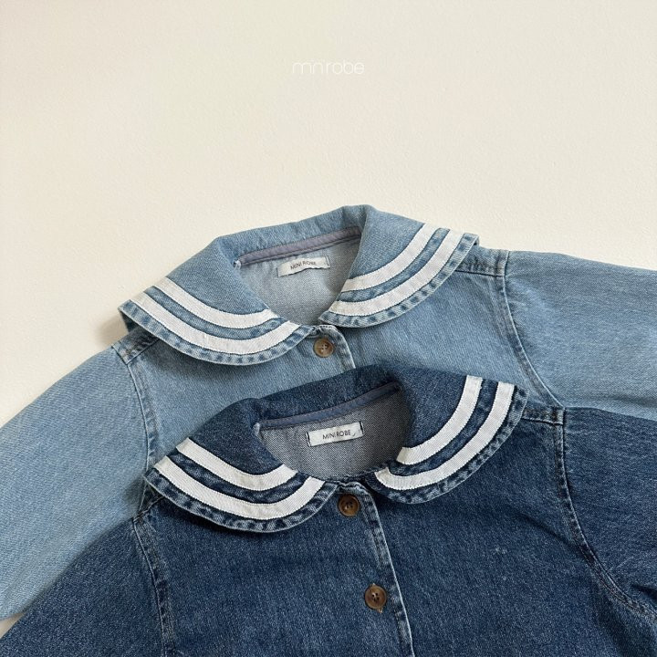 Mini Robe - Korean Baby Fashion - #babyoninstagram - Denim Collar Jacket - 5