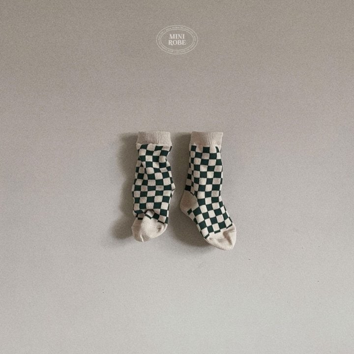 Mini Robe - Korean Baby Fashion - #babyoninstagram - Checkerboard Socks Set - 5