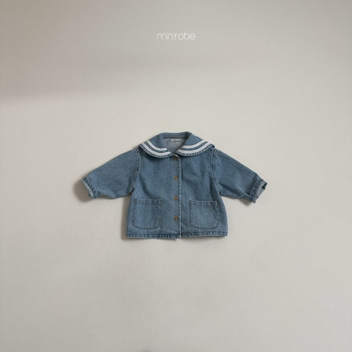 Mini Robe - Korean Baby Fashion - #babyootd - Denim Collar Jacket - 6
