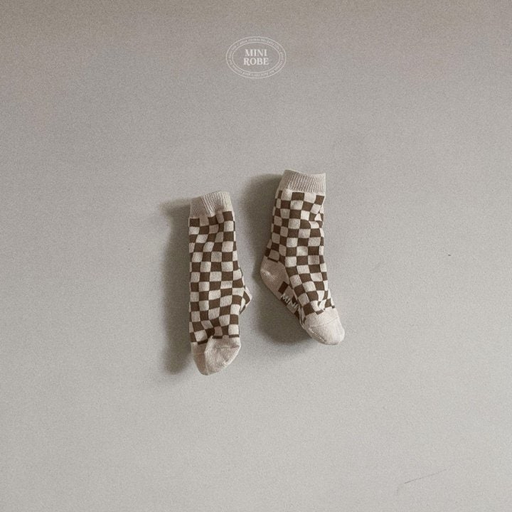 Mini Robe - Korean Baby Fashion - #babyootd - Checkerboard Socks Set - 6