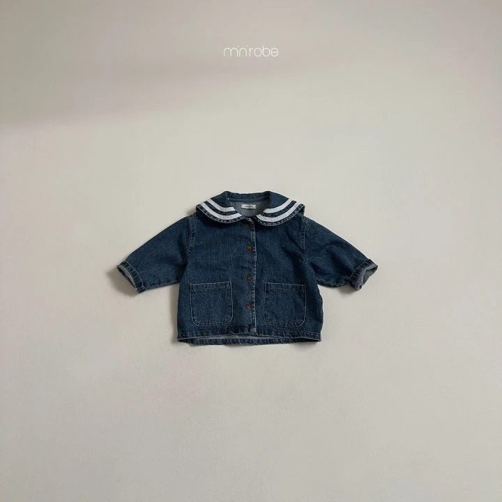 Mini Robe - Korean Baby Fashion - #babyoutfit - Denim Collar Jacket - 7