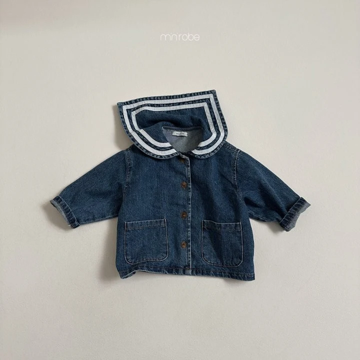 Mini Robe - Korean Baby Fashion - #babyoutfit - Denim Collar Jacket - 8