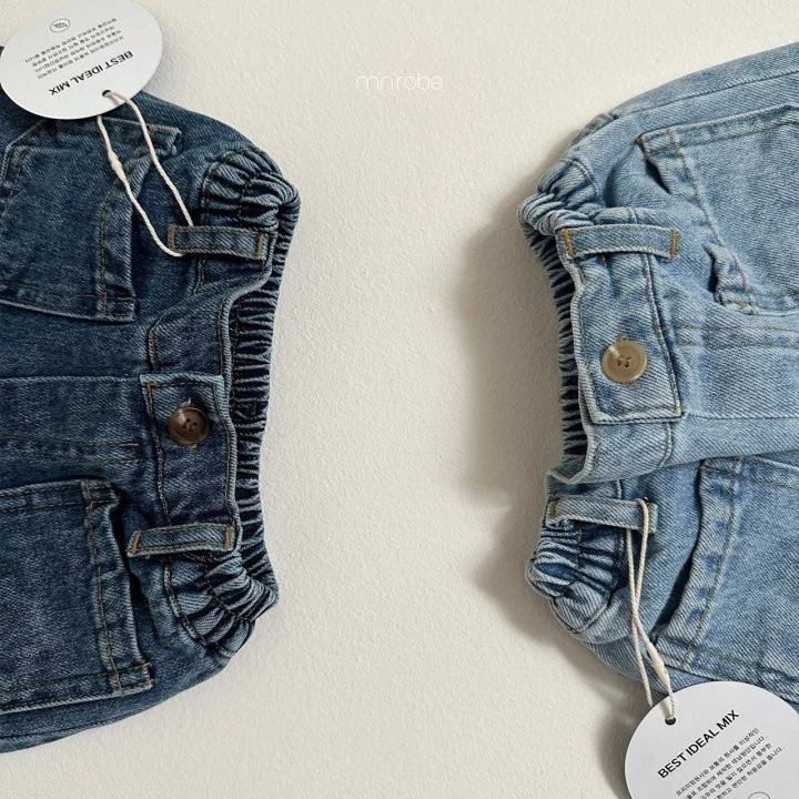 Mini Robe - Korean Baby Fashion - #babyoutfit - Pocket Denim Pants - 5