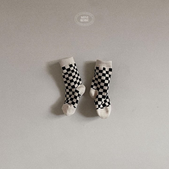 Mini Robe - Korean Baby Fashion - #babyoutfit - Checkerboard Socks Set - 7