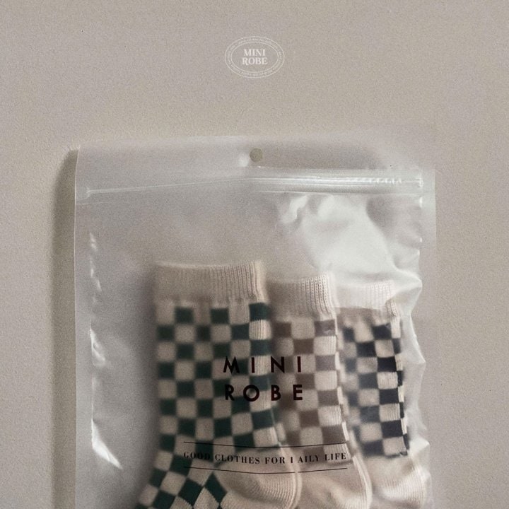 Mini Robe - Korean Baby Fashion - #babywear - Checkerboard Socks Set - 9