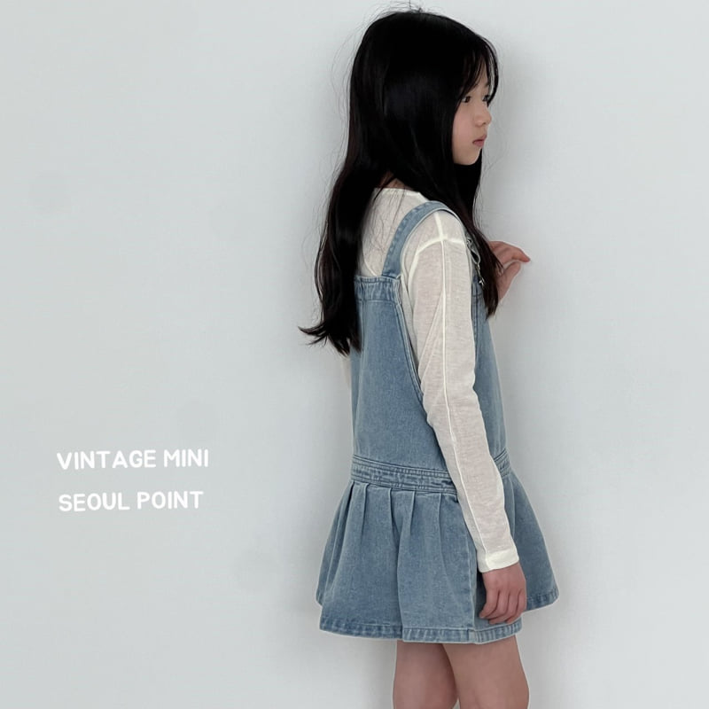 Minipoint - Korean Children Fashion - #Kfashion4kids - Frill Denim Suspenders One-piece - 12