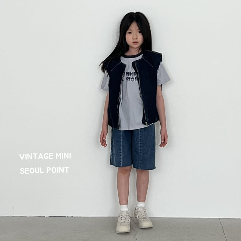 Minipoint - Korean Children Fashion - #Kfashion4kids - Zipper Denim Vest - 8