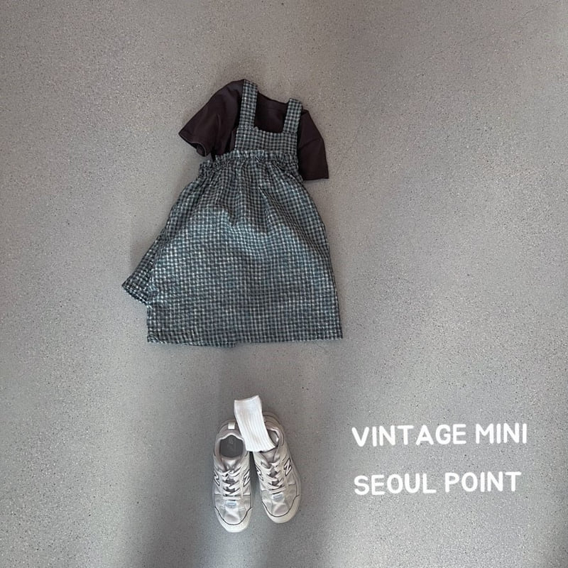 Minipoint - Korean Children Fashion - #Kfashion4kids - Check Frill Suspenders One-piece - 2