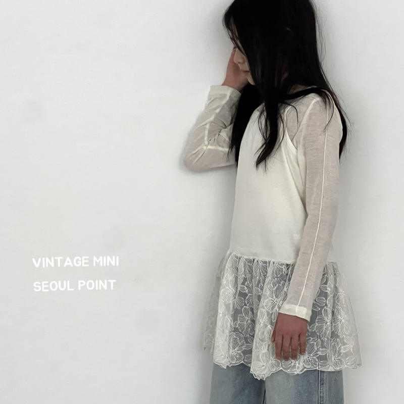 Minipoint - Korean Children Fashion - #childofig - Lace Ribbed Layered One-piece - 5