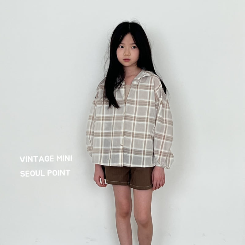 Minipoint - Korean Children Fashion - #designkidswear - Check Hood Button Shirt - 12