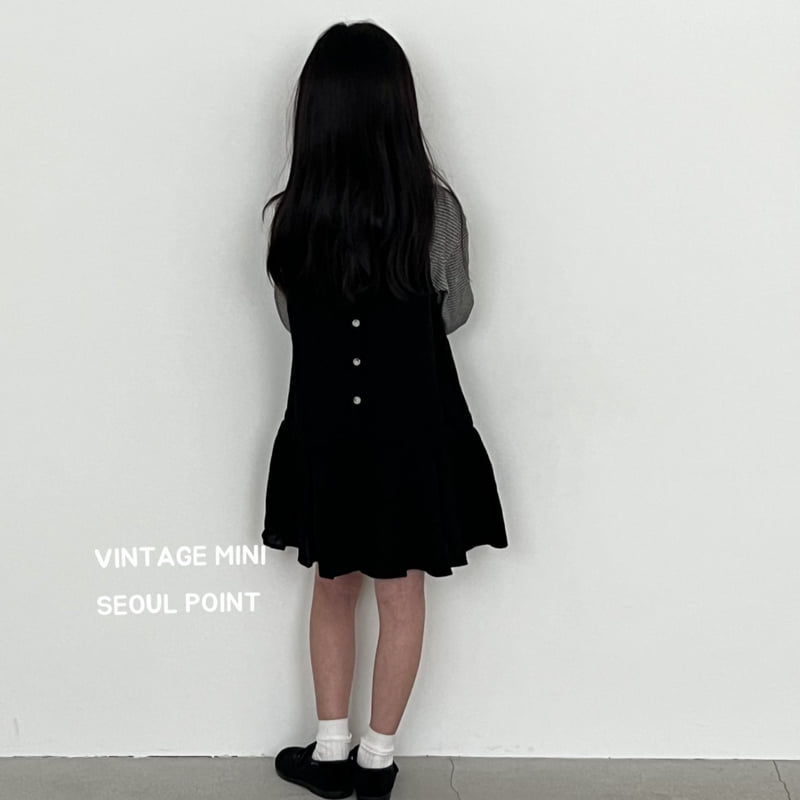 Minipoint - Korean Children Fashion - #fashionkids - Cream Black One-piece - 11