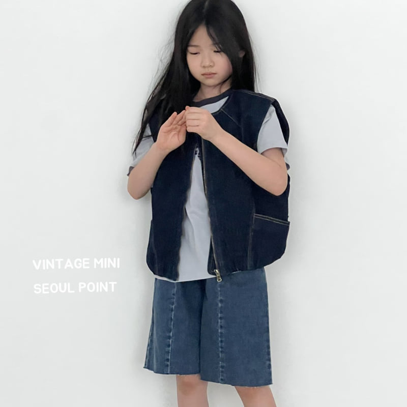 Minipoint - Korean Children Fashion - #discoveringself - Zipper Denim Vest - 4